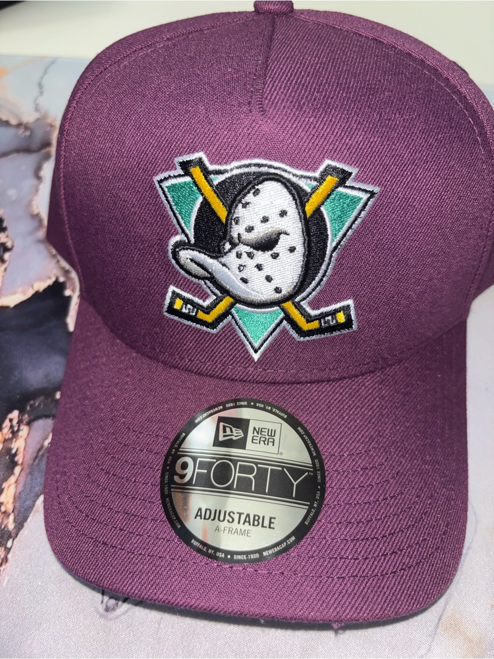 New Era purple 9FORTY A-Frame Cap with Hockey Mask Logo